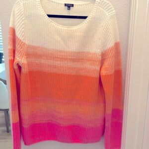 Talbots LARGE Ombré Cotton Sweater in Pink, Orange, in White (Gently Worn)